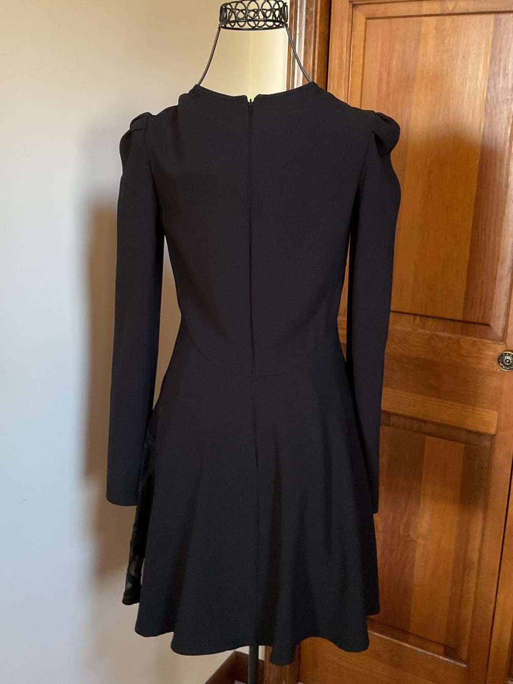 RED Valentino Black Long-Sleeve Fit-and-Flare Dress - Picture 6 of 8